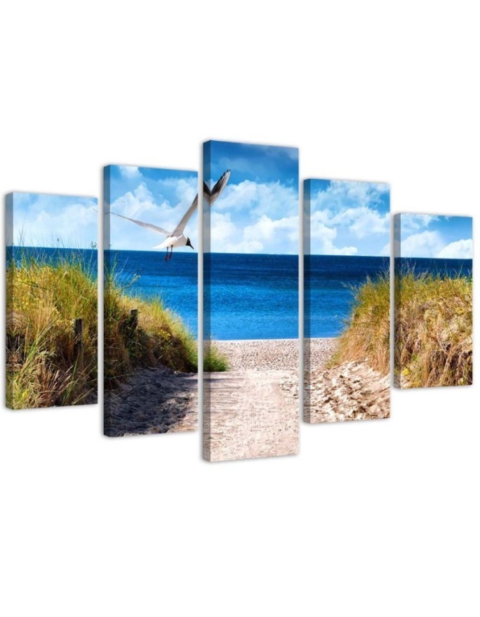 Canvas print 5 parts Beach sea landscape for living room wall | FEEBY