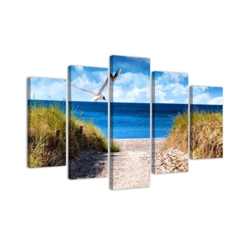 Canvas print 5 parts Beach sea landscape for living room wall | FEEBY