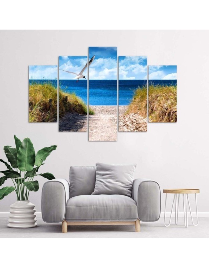 Canvas print 5 parts Beach sea landscape for living room wall | FEEBY