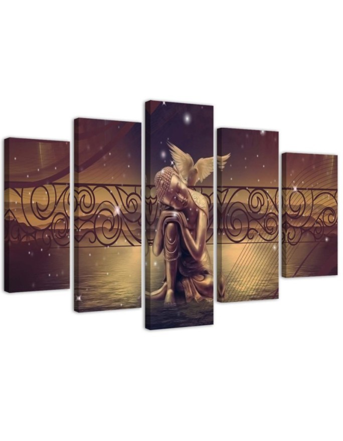 Multi-part painting Golden Buddha vintage for living room | FEEBY