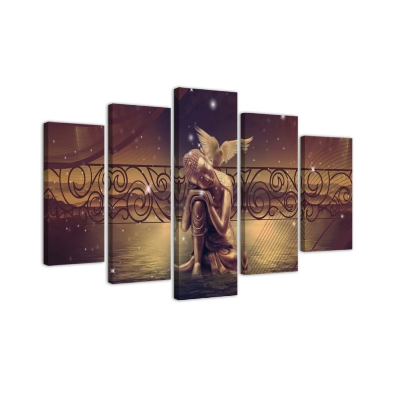 Multi-part painting Golden Buddha vintage for living room | FEEBY