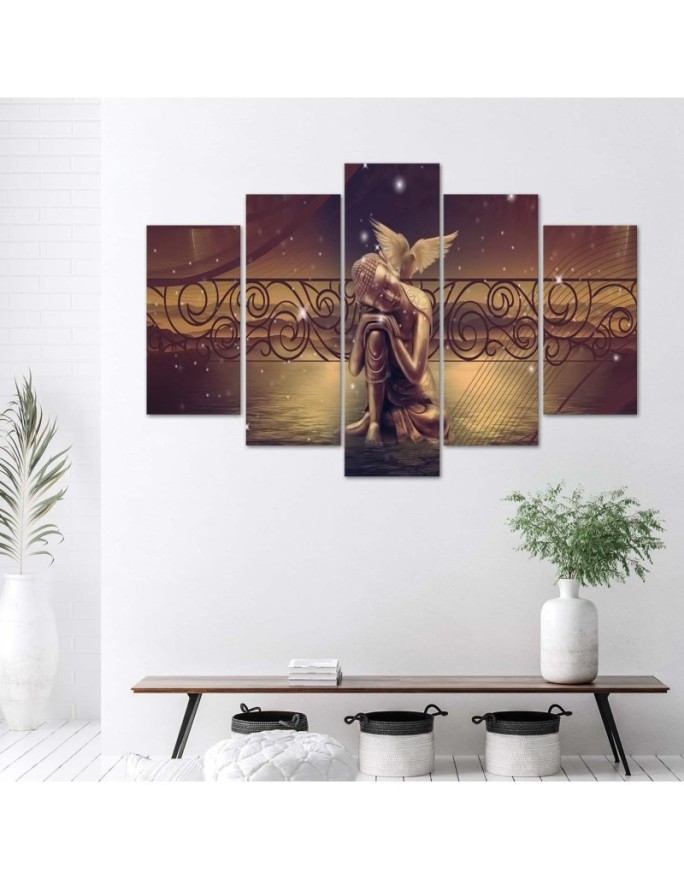 Multi-part painting Golden Buddha vintage for living room | FEEBY