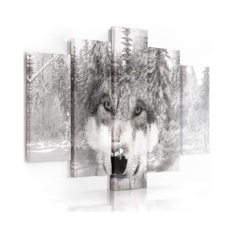 Grey Wolf in the forest painting for office, living room | FEEBY