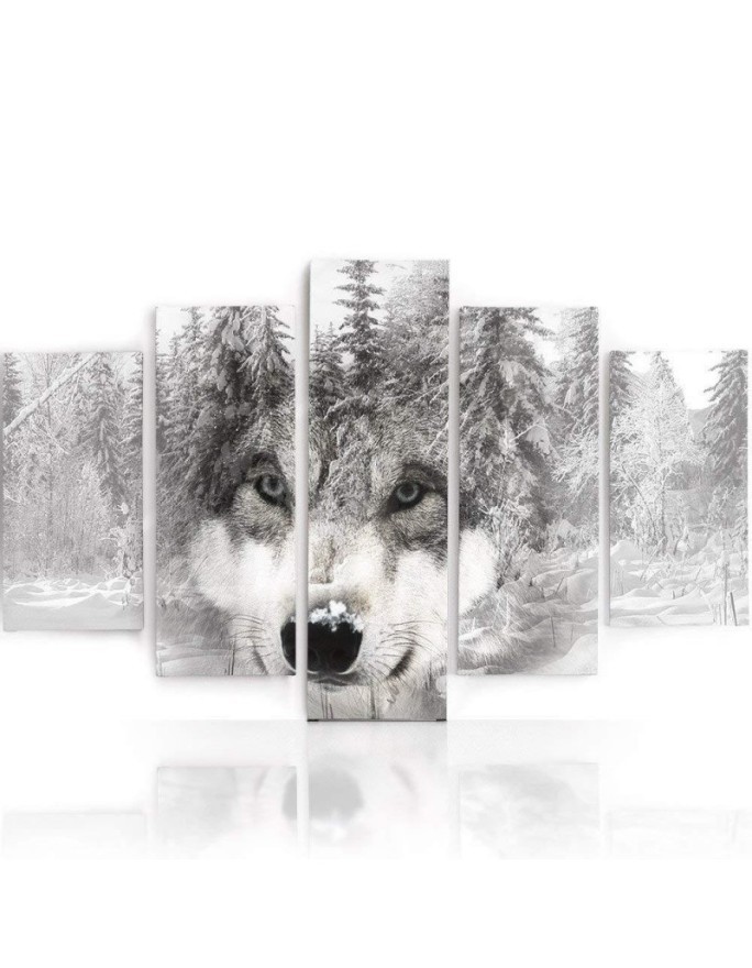 Grey Wolf in the forest painting for office, living room | FEEBY