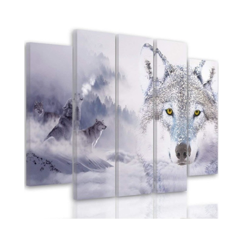 Canvas painting Wolf in the forest winter for room, office | FEEBY