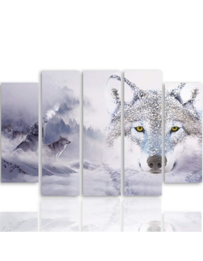 Canvas painting Wolf in the forest winter for room, office | FEEBY