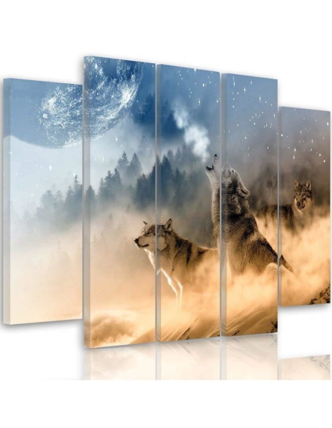 Canvas print Wolves Mist...