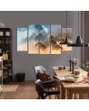 Canvas print 5 parts Wolves in the fog modern landscape | FEEBY