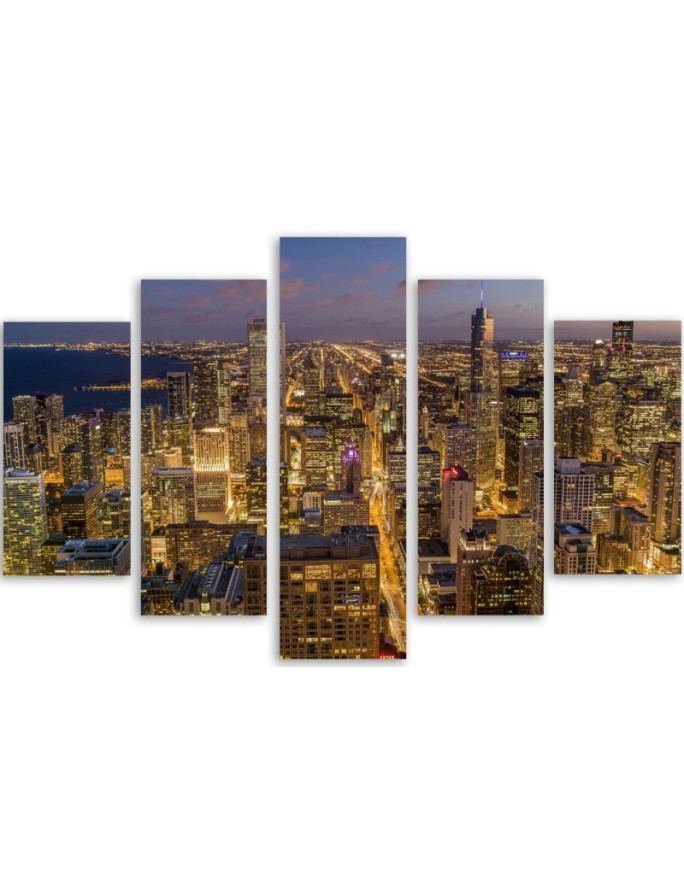 Wall art painting Chicago city at night decorative | FEEBY
