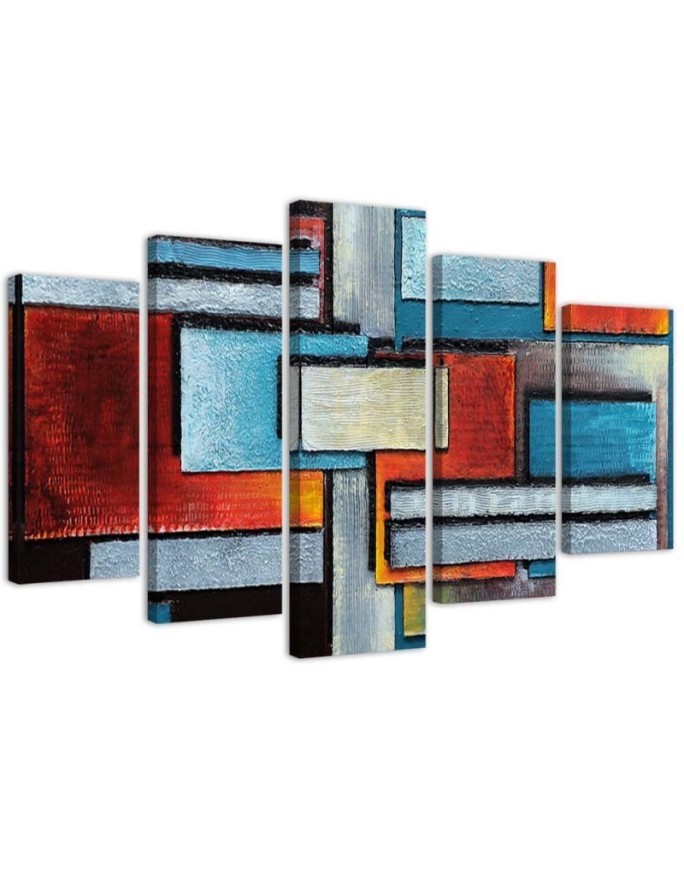 Canvas print for living room 5 parts Geometric abstraction | FEEBY
