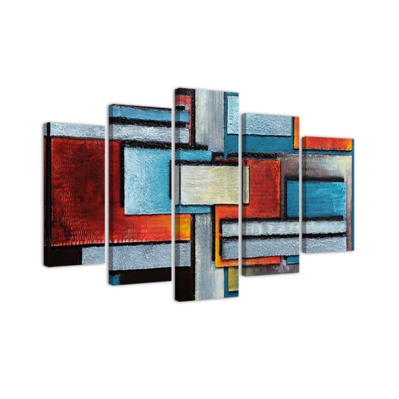 Canvas print for living room 5 parts Geometric abstraction | FEEBY