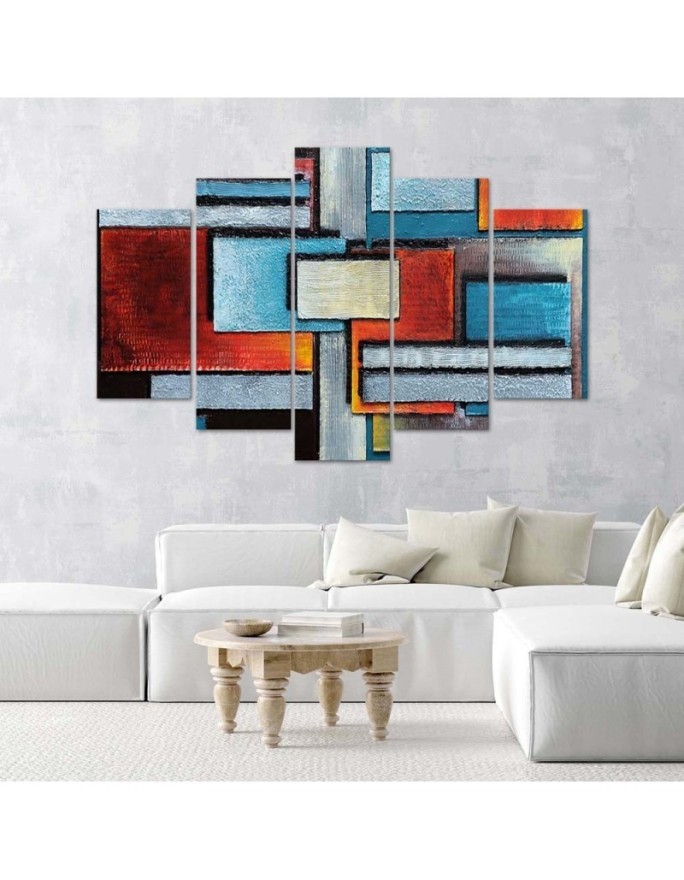 Canvas print for living room 5 parts Geometric abstraction | FEEBY