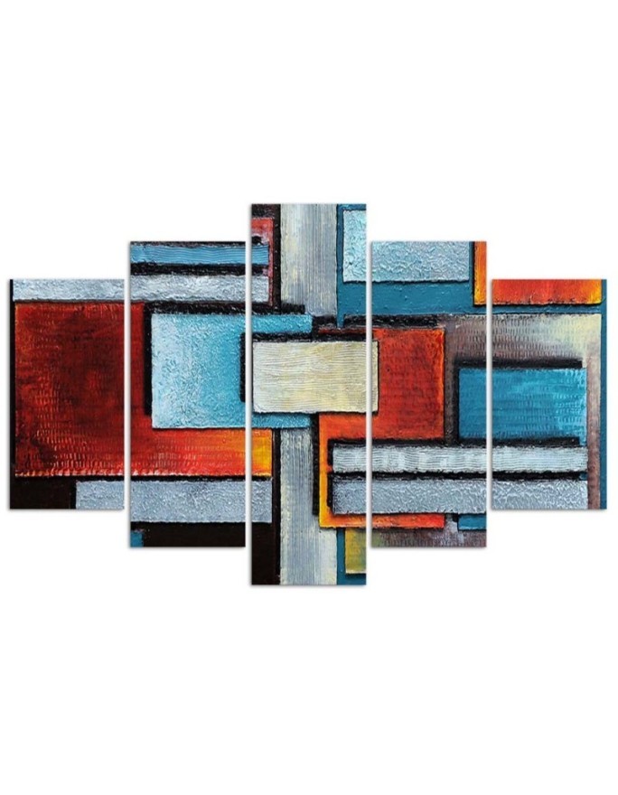 Canvas print for living room 5 parts Geometric abstraction | FEEBY