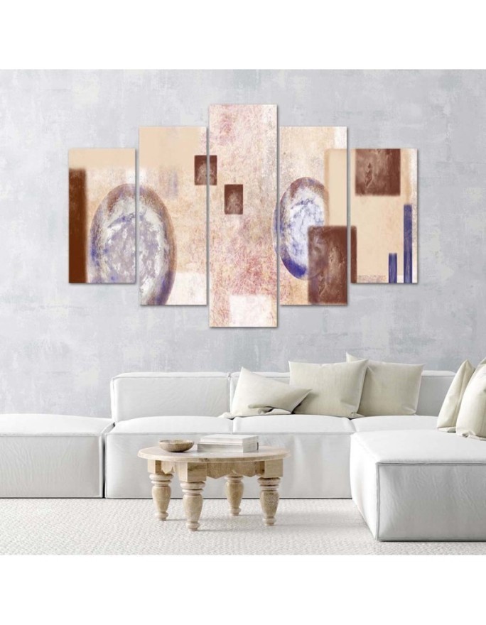 Decorative Canvas painting Circles beige abstraction for living room | FEEBY