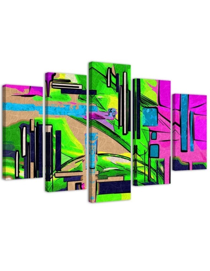 Abstract landscape triptych painting for living room, room | FEEBY