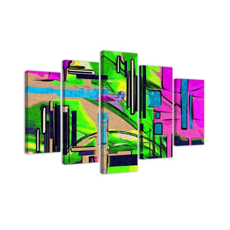 Abstract landscape triptych painting for living room, room | FEEBY