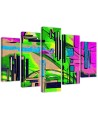 Abstract landscape triptych painting for living room, room | FEEBY