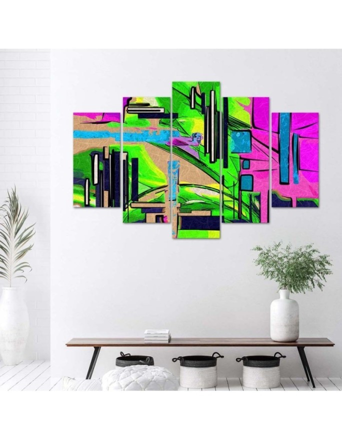 Abstract landscape triptych painting for living room, room | FEEBY