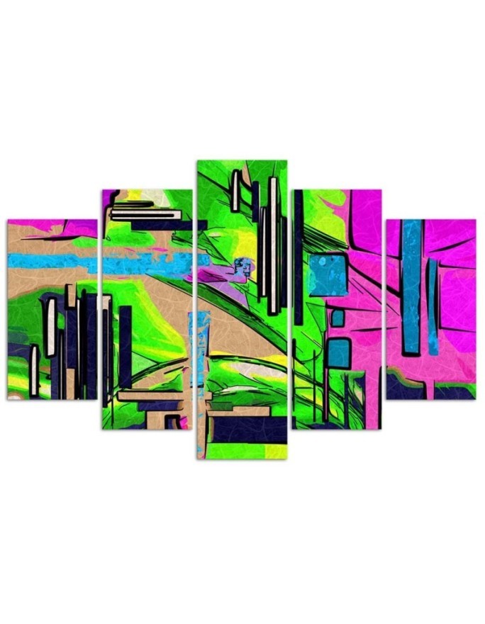 Abstract landscape triptych painting for living room, room | FEEBY