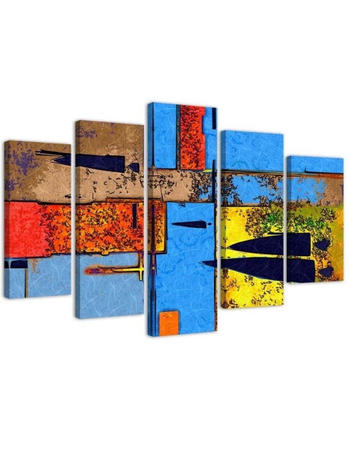 Colourful abstract landscape - wall painting for living room | FEEBY