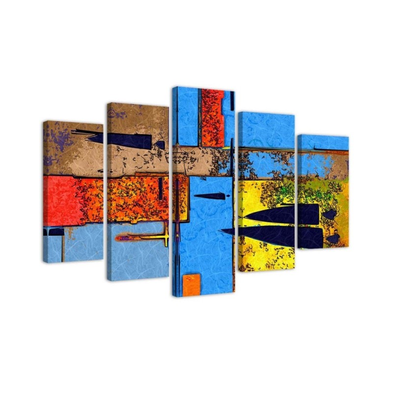 Colourful abstract landscape - wall painting for living room | FEEBY
