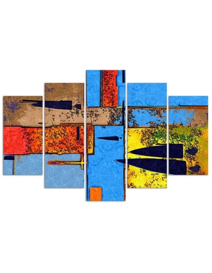 Colourful abstract landscape - wall painting for living room | FEEBY