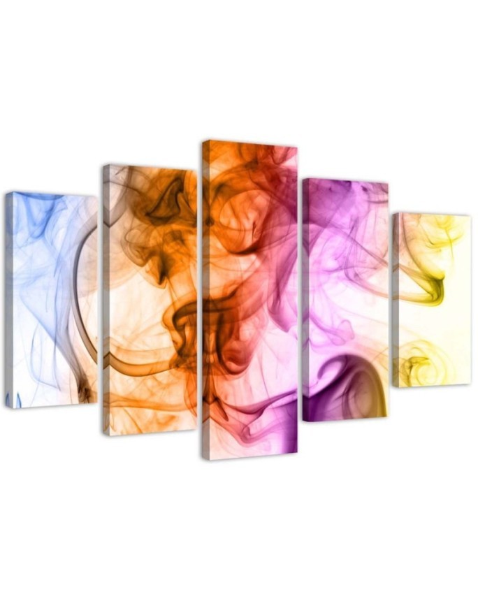 5 Piece Colourful smoke abstract Canvas painting for living room, dining room | FEEBY