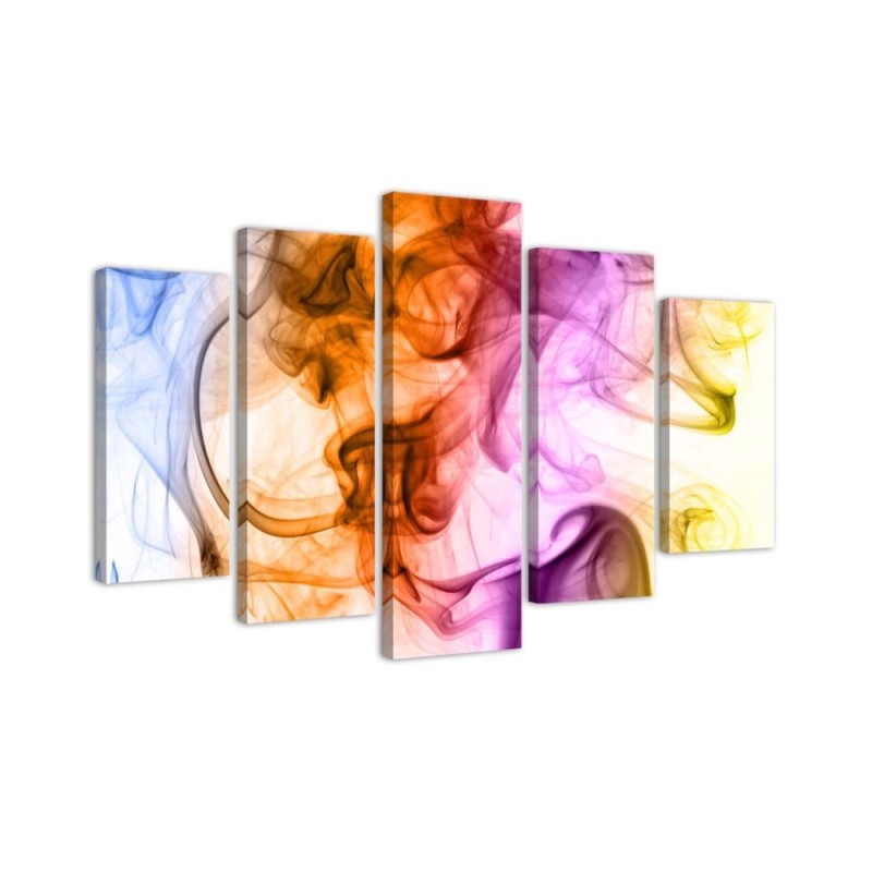 5 Piece Colourful smoke abstract Canvas painting for living room, dining room | FEEBY