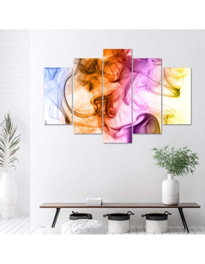 5 Piece Colourful smoke abstract Canvas painting for living room, dining room | FEEBY