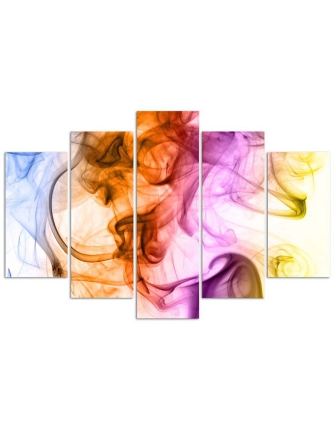 5 Piece Colourful smoke abstract Canvas painting for living room, dining room | FEEBY