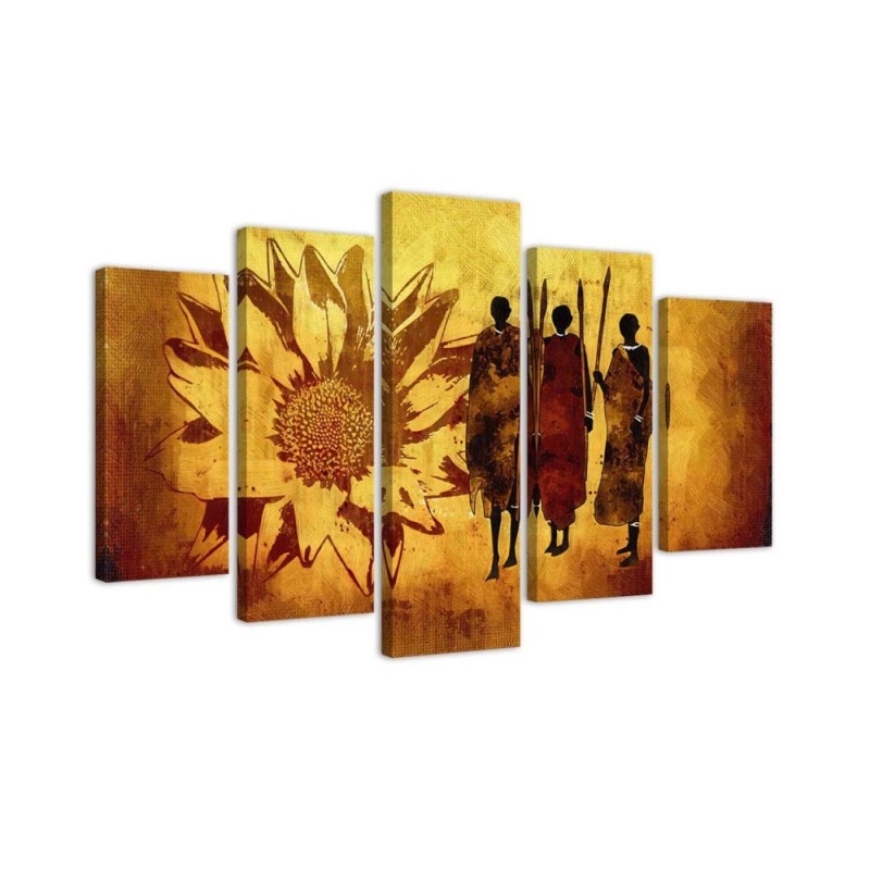 Canvas print 5 parts Africa people for living room, office for wall | FEEBY