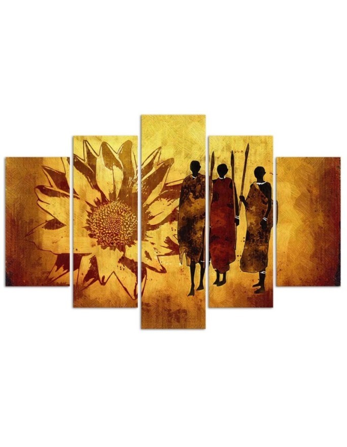 Canvas print 5 parts Africa people for living room, office for wall | FEEBY