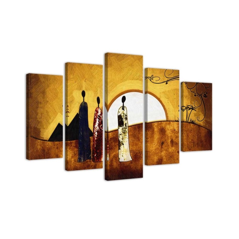 Canvas painting 5 Piece Sunny African landscape | FEEBY