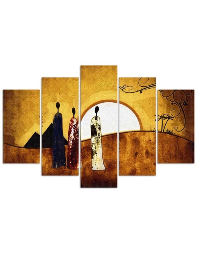 Canvas painting 5 Piece Sunny African landscape | FEEBY