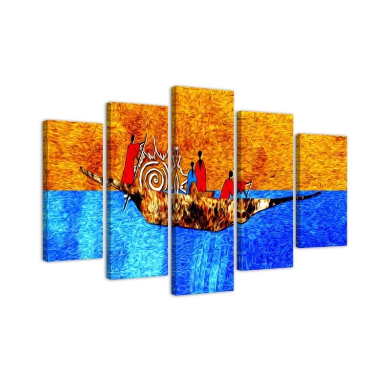 Canvas print for living room African landscape 5-part | FEEBY