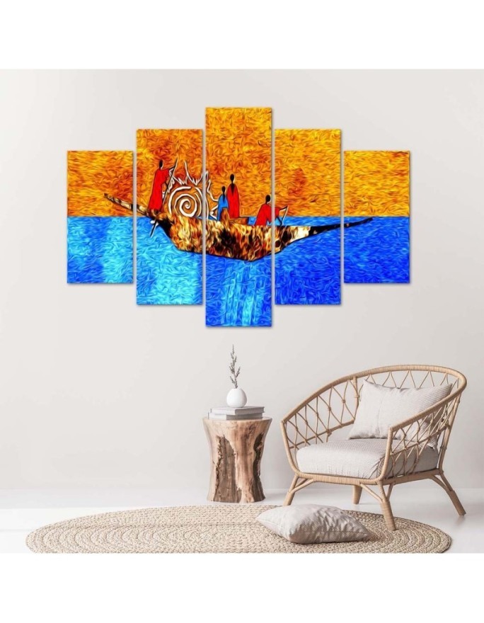 Canvas print for living room African landscape 5-part | FEEBY
