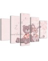 Children's Canvas painting for wall Teddy bear and hare | FEEBY