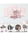 Children's Canvas painting for wall Teddy bear and hare | FEEBY