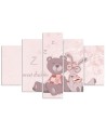 Children's Canvas painting for wall Teddy bear and hare | FEEBY