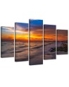 5 Piece Sunset on the beach canvas painting printed for the wall | FEEBY
