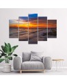 5 Piece Sunset on the beach canvas painting printed for the wall | FEEBY