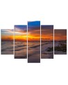 5 Piece Sunset on the beach canvas painting printed for the wall | FEEBY