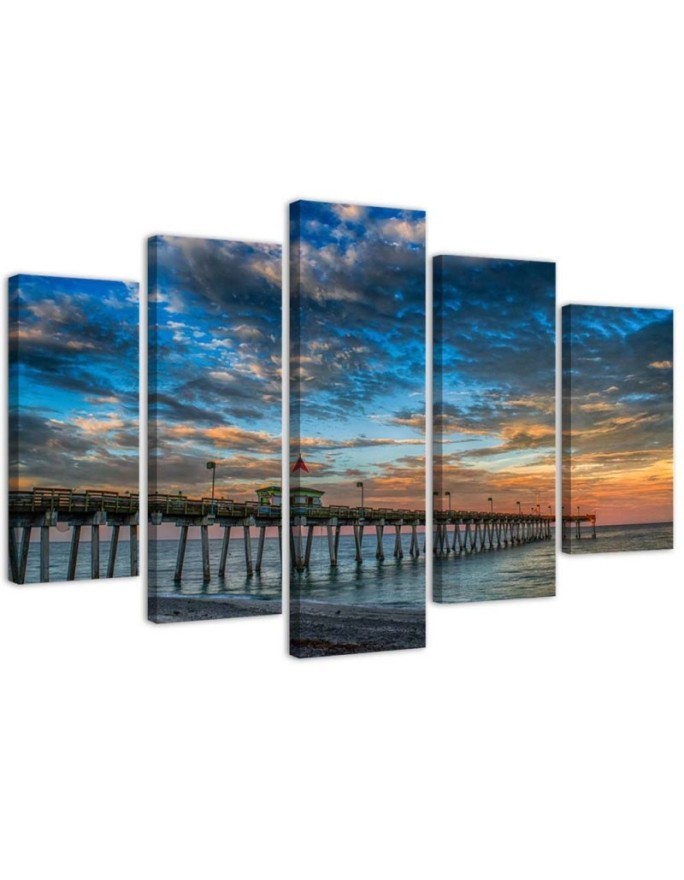 Wall painting for living room Sunset on the pier | FEEBY