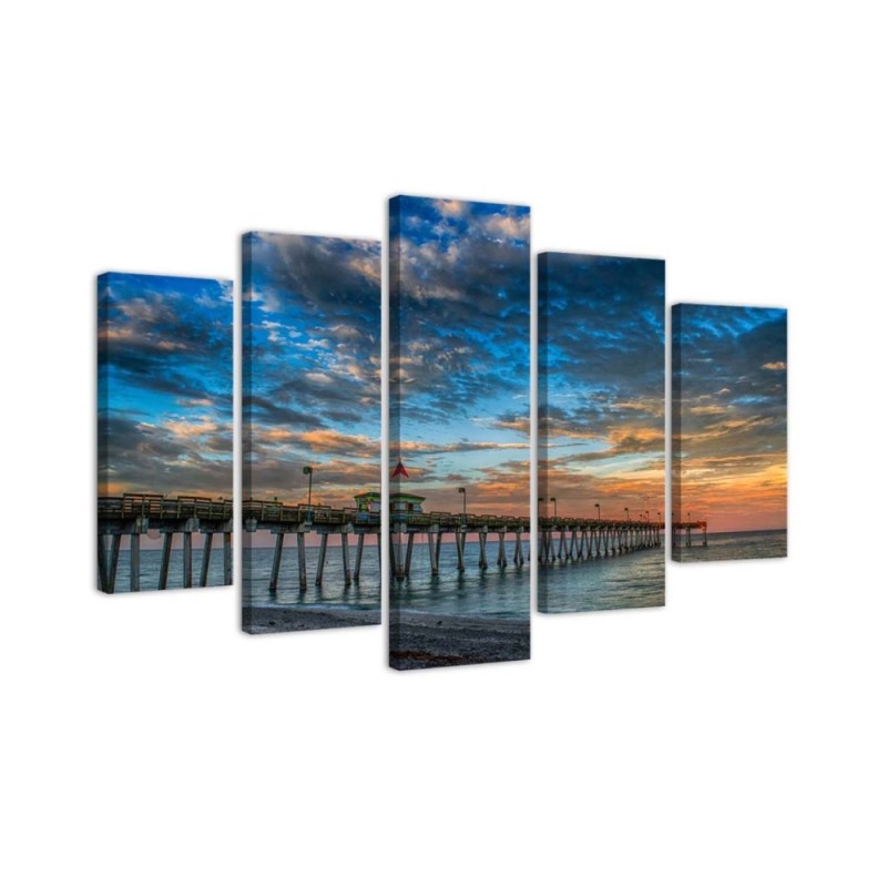 Wall painting for living room Sunset on the pier | FEEBY
