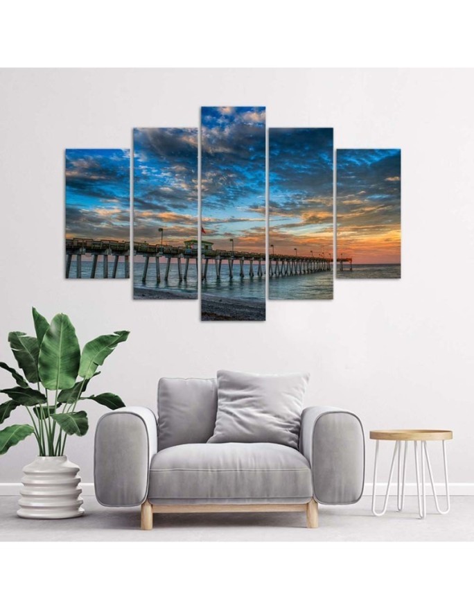 Wall painting for living room Sunset on the pier | FEEBY