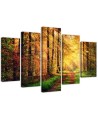 Wall painting for living room Forest road landscape 5 parts | FEEBY