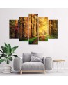 Wall painting for living room Forest road landscape 5 parts | FEEBY