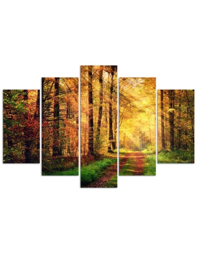 Wall painting for living room Forest road landscape 5 parts | FEEBY