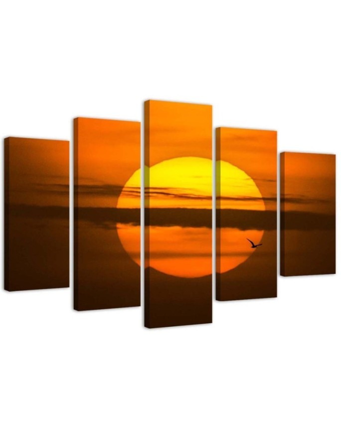 Sunset canvas painting 5 parts for living room | FEEBY