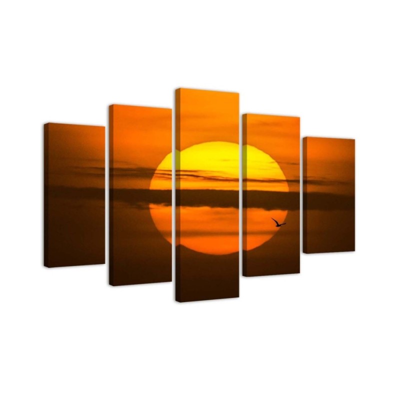 Sunset canvas painting 5 parts for living room | FEEBY